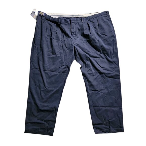 Polo Ralph Lauren Classic Pleated Fit Navy Blue Chino Dress Pants Size 58Bx32 - Picture 1 of 8
